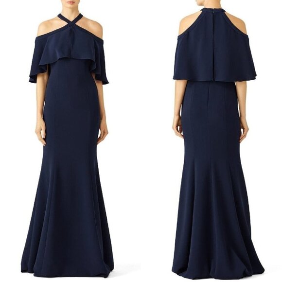 Carmen Marc Valvo Navy Blue Kayla Formal Gown $795 - Picture 1 of 10